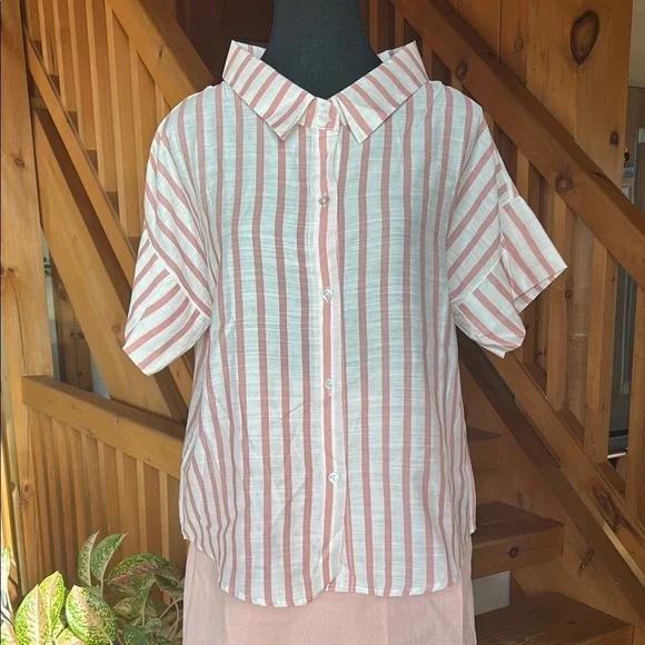 Striped Buttoned Down Top - Picture 1 of 6